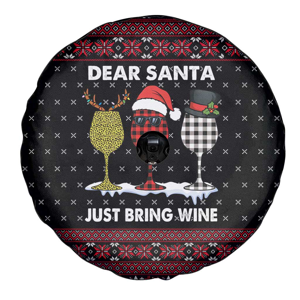 Santa Just Bring Wine Christmas Spare Tire Cover Xmas Holiday Patterns - Wonder Print Shop