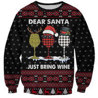 Santa Just Bring Wine Christmas Sweatshirt Xmas Holiday Patterns - Wonder Print Shop