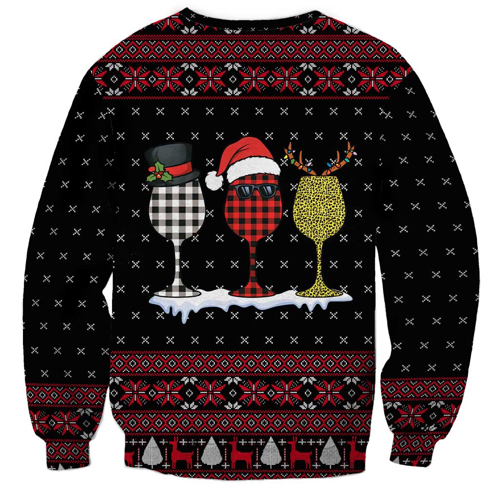 Santa Just Bring Wine Christmas Sweatshirt Xmas Holiday Patterns - Wonder Print Shop