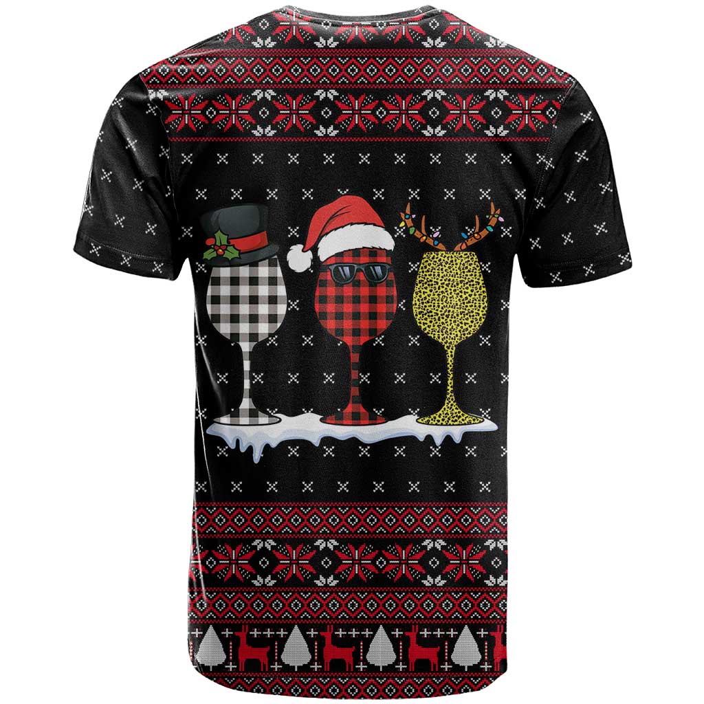 Santa Just Bring Wine Christmas T Shirt Xmas Holiday Patterns - Wonder Print Shop