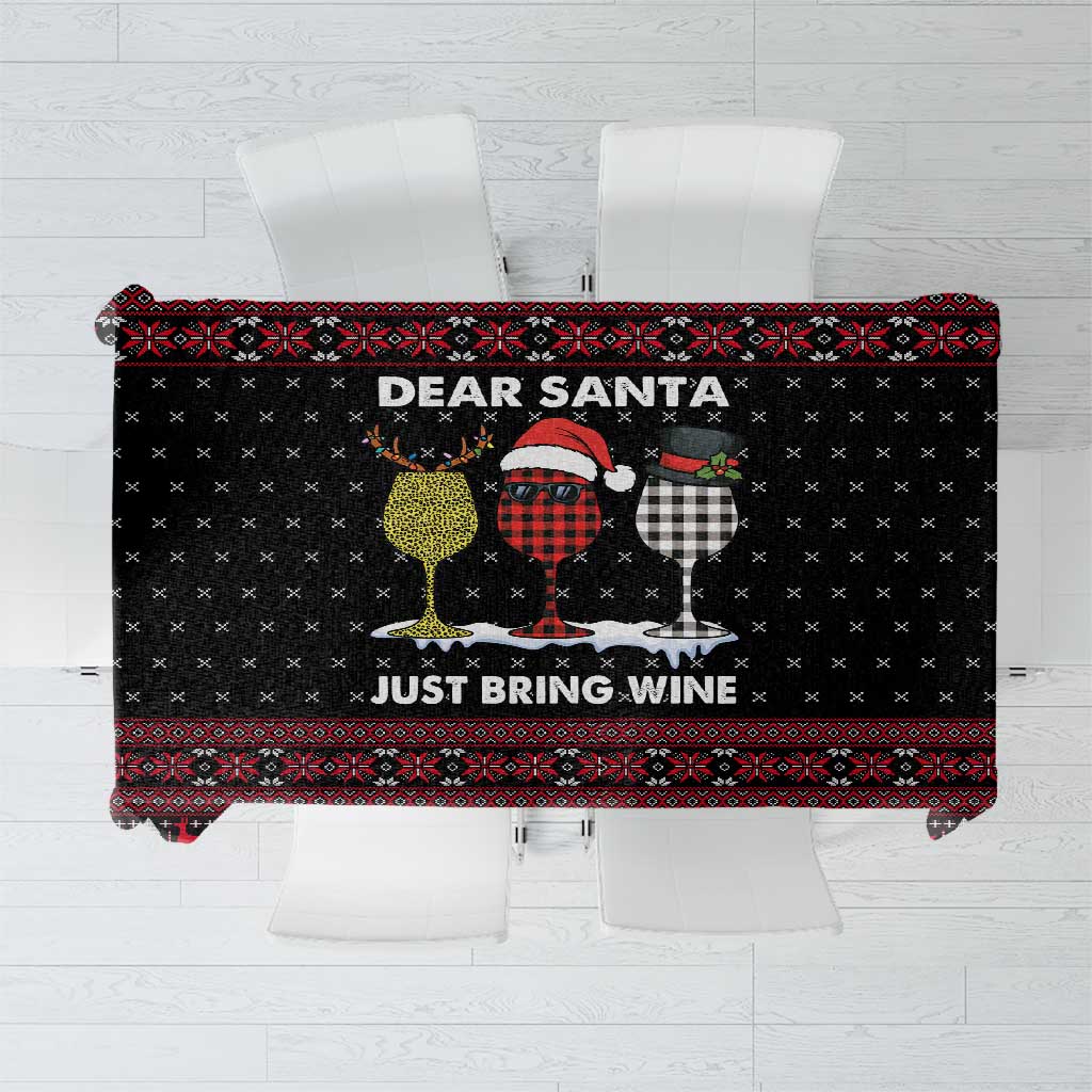 Santa Just Bring Wine Christmas Tablecloth Xmas Holiday Patterns - Wonder Print Shop