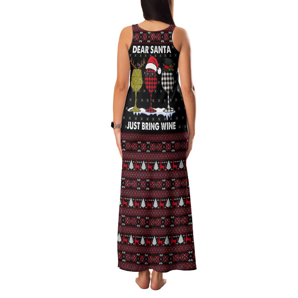 Santa Just Bring Wine Christmas Tank Maxi Dress Xmas Holiday Patterns - Wonder Print Shop