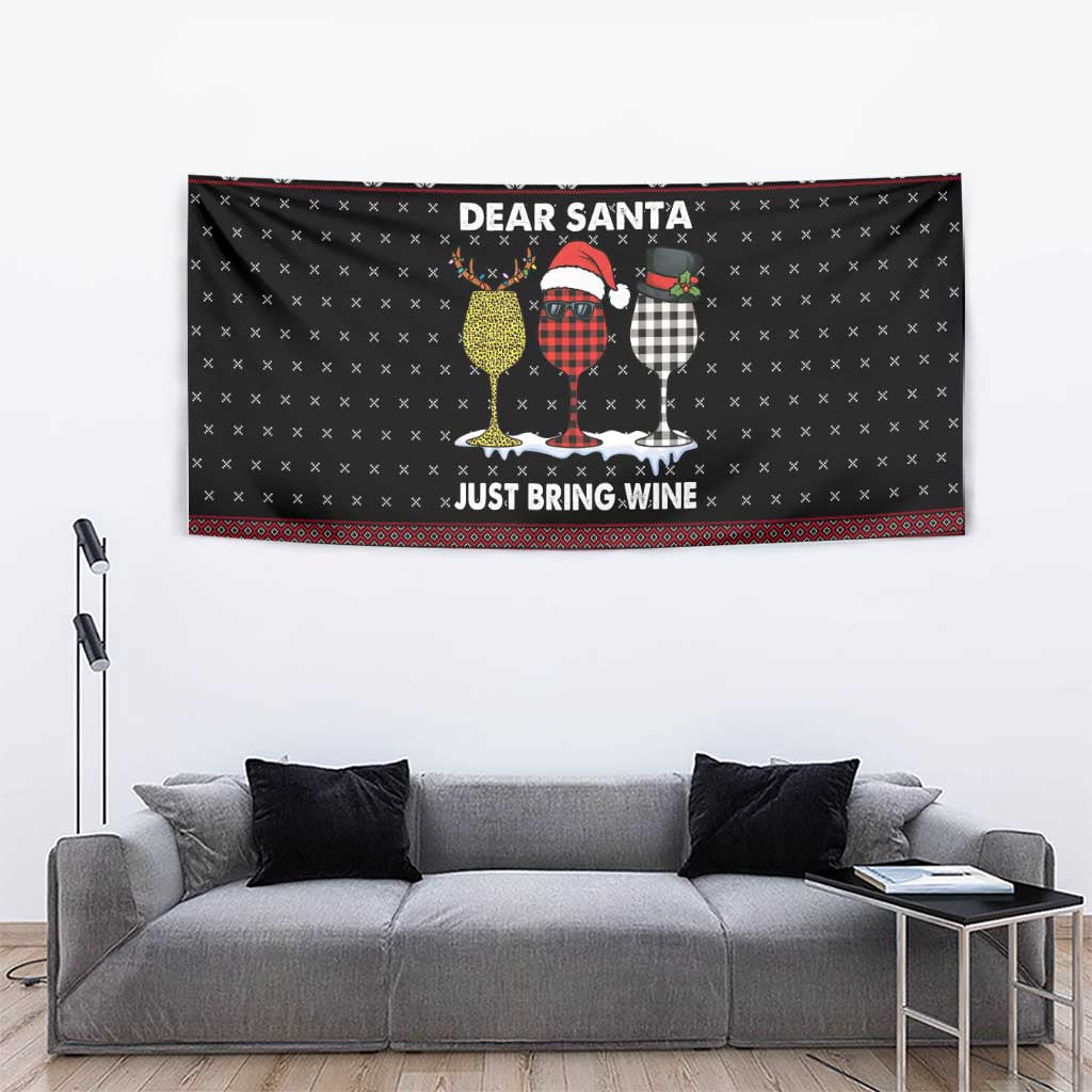 Santa Just Bring Wine Christmas Tapestry Xmas Holiday Patterns - Wonder Print Shop