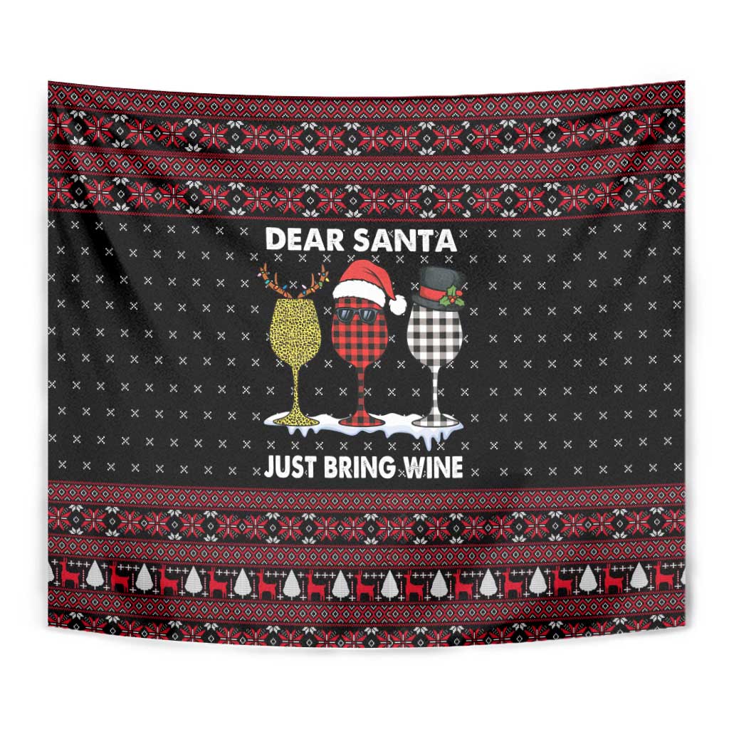 Santa Just Bring Wine Christmas Tapestry Xmas Holiday Patterns - Wonder Print Shop