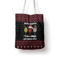 Santa Just Bring Wine Christmas Tote Bag Xmas Holiday Patterns - Wonder Print Shop