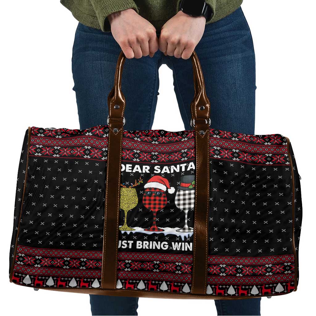 Santa Just Bring Wine Christmas Travel Bag Xmas Holiday Patterns - Wonder Print Shop