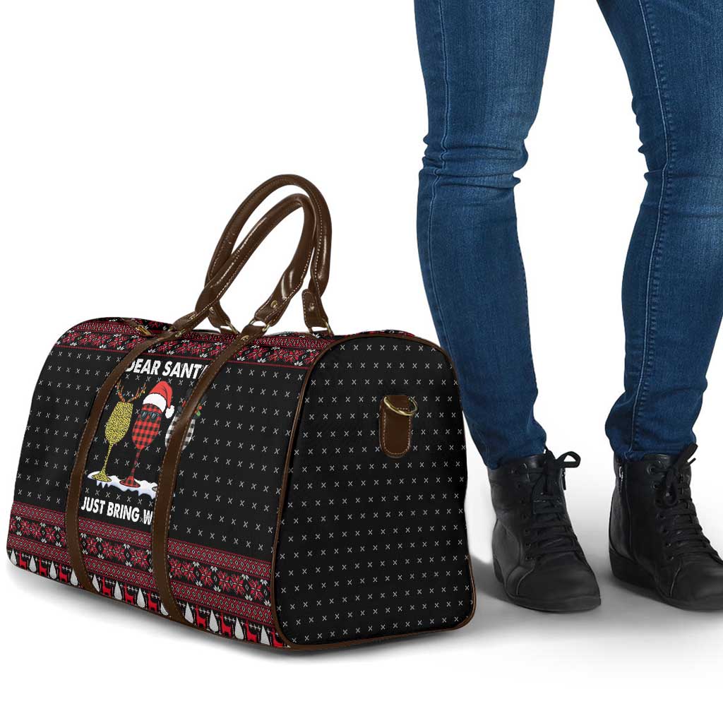 Santa Just Bring Wine Christmas Travel Bag Xmas Holiday Patterns - Wonder Print Shop