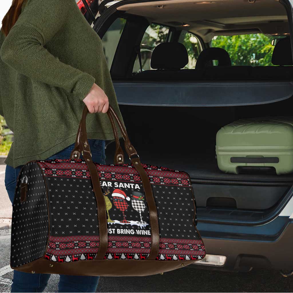 Santa Just Bring Wine Christmas Travel Bag Xmas Holiday Patterns - Wonder Print Shop