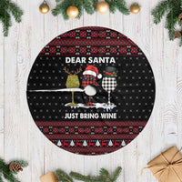 Santa Just Bring Wine Christmas Tree Skirt Xmas Holiday Patterns - Wonder Print Shop