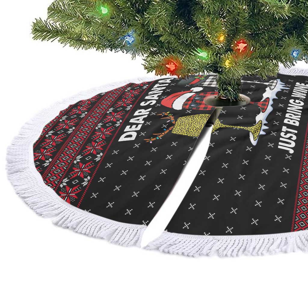 Santa Just Bring Wine Christmas Tree Skirt Xmas Holiday Patterns - Wonder Print Shop