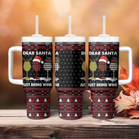 Santa Just Bring Wine Christmas Tumbler With Handle Xmas Holiday Patterns - Wonder Print Shop