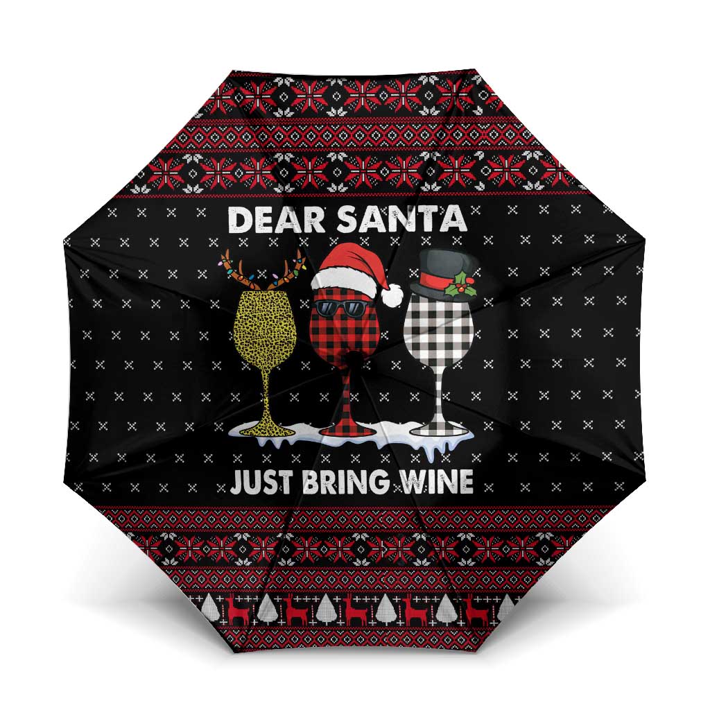 Santa Just Bring Wine Christmas Umbrella Xmas Holiday Patterns - Wonder Print Shop