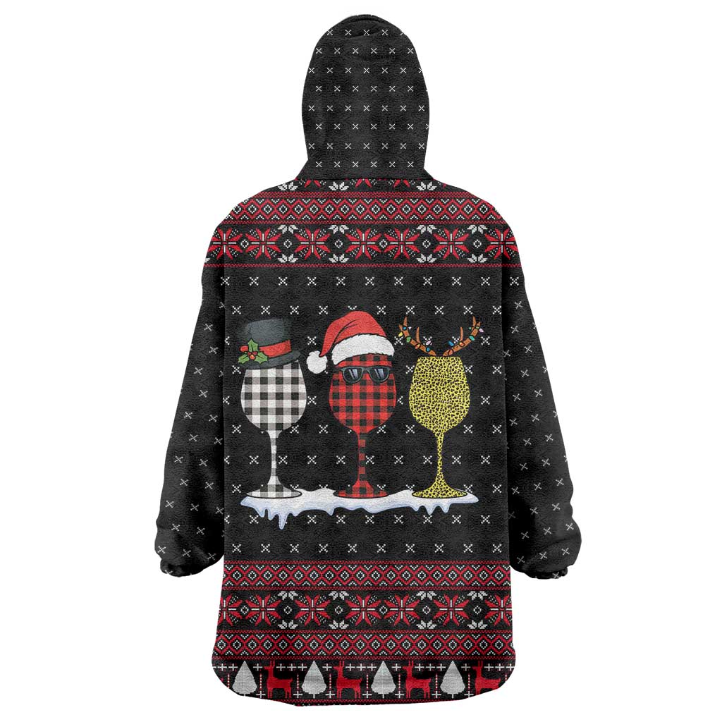 Santa Just Bring Wine Christmas Wearable Blanket Hoodie Xmas Holiday Patterns - Wonder Print Shop