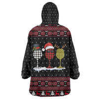 Santa Just Bring Wine Christmas Wearable Blanket Hoodie Xmas Holiday Patterns - Wonder Print Shop
