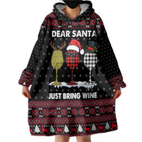 Santa Just Bring Wine Christmas Wearable Blanket Hoodie Xmas Holiday Patterns - Wonder Print Shop