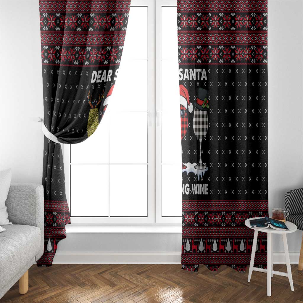 Santa Just Bring Wine Christmas Window Curtain Xmas Holiday Patterns - Wonder Print Shop