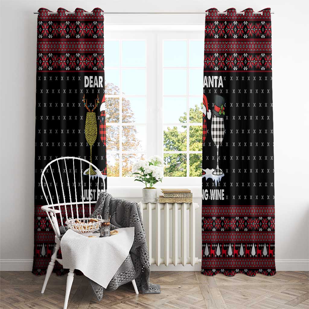 Santa Just Bring Wine Christmas Window Curtain Xmas Holiday Patterns - Wonder Print Shop