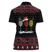Santa Just Bring Wine Christmas Women Polo Shirt Xmas Holiday Patterns - Wonder Print Shop