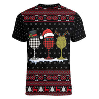 Santa Just Bring Wine Christmas Women V-Neck T-Shirt Xmas Holiday Patterns - Wonder Print Shop