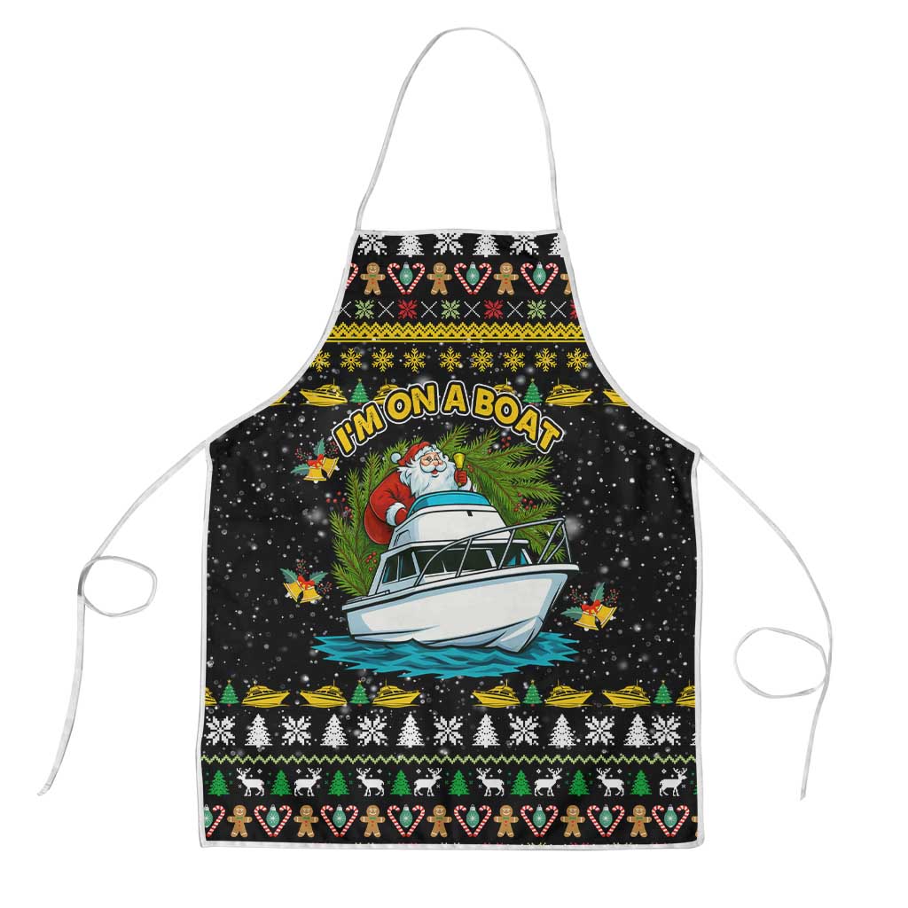 Santa On A Boat Christmas Apron Xmas Holiday Patterns - Wonder Print Shop