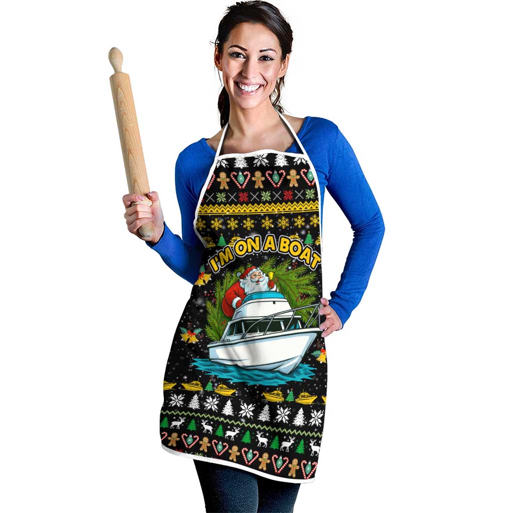 Santa On A Boat Christmas Apron Xmas Holiday Patterns - Wonder Print Shop