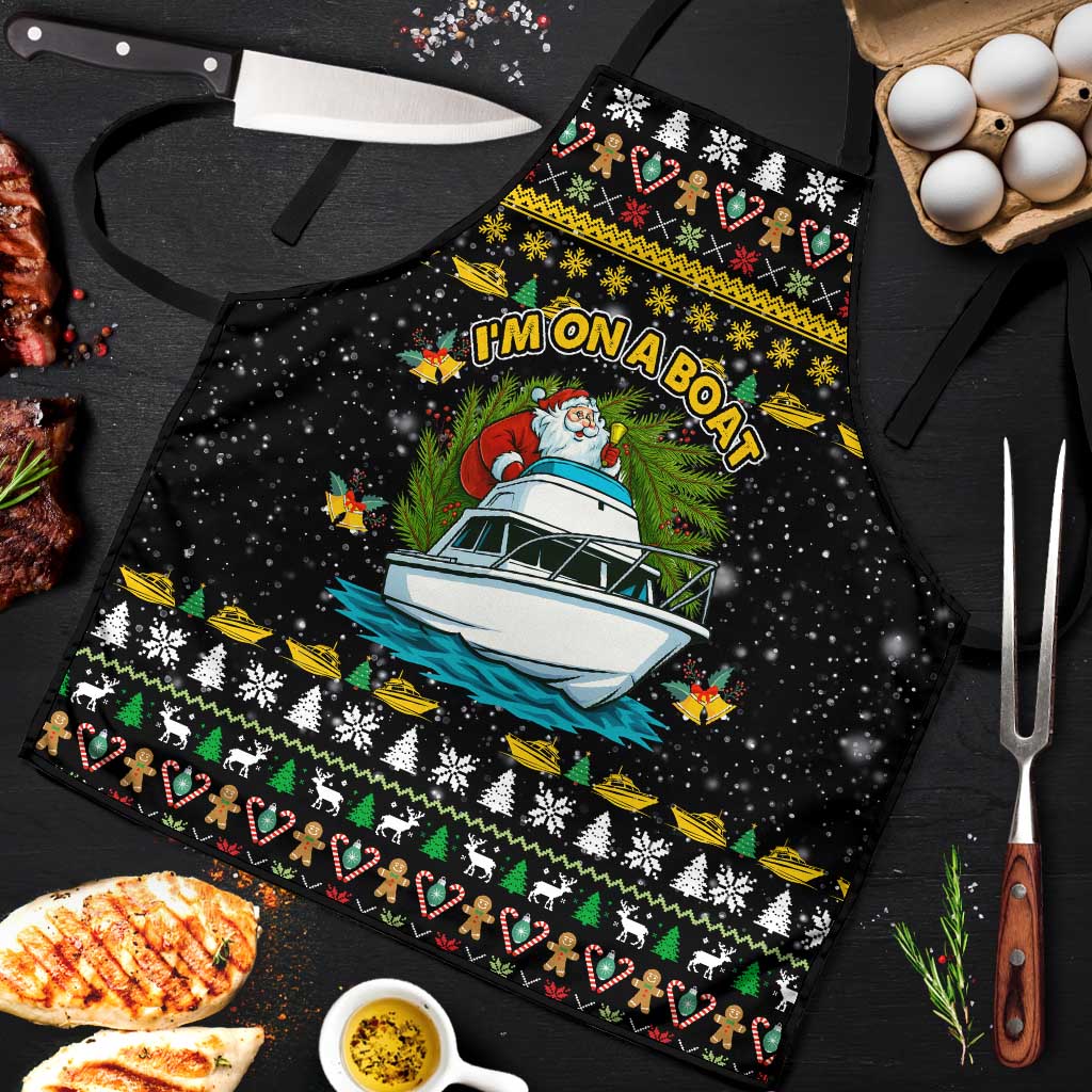 Santa On A Boat Christmas Apron Xmas Holiday Patterns - Wonder Print Shop