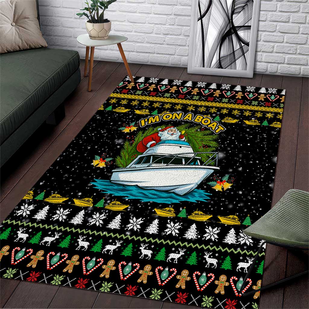 Santa On A Boat Christmas Area Rug Xmas Holiday Patterns - Wonder Print Shop