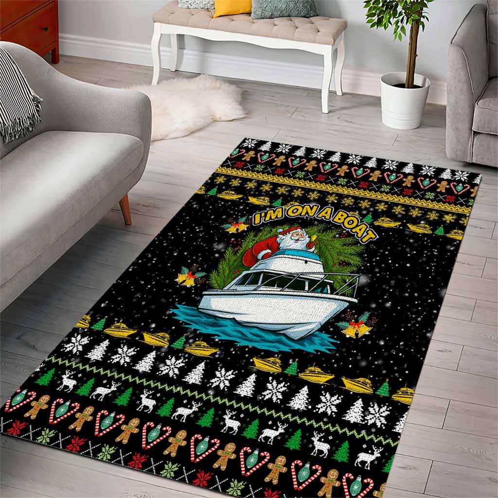 Santa On A Boat Christmas Area Rug Xmas Holiday Patterns - Wonder Print Shop