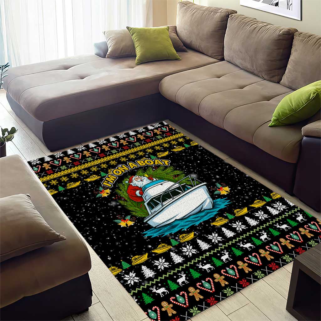 Santa On A Boat Christmas Area Rug Xmas Holiday Patterns - Wonder Print Shop
