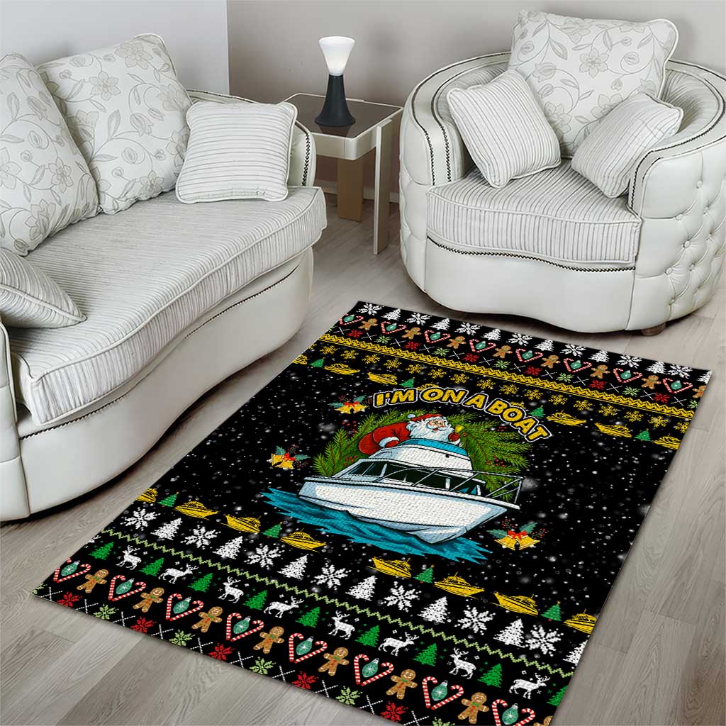 Santa On A Boat Christmas Area Rug Xmas Holiday Patterns - Wonder Print Shop
