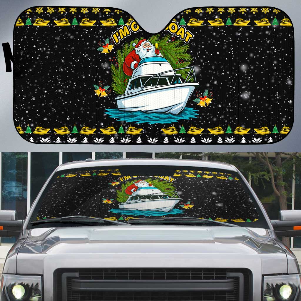 Santa On A Boat Christmas Auto Sun Shade Xmas Holiday Patterns - Wonder Print Shop
