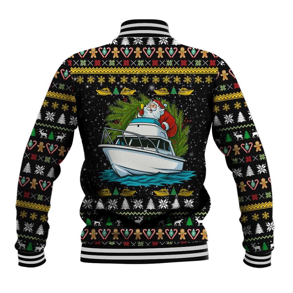 Santa On A Boat Christmas Baseball Jacket Xmas Holiday Patterns - Wonder Print Shop