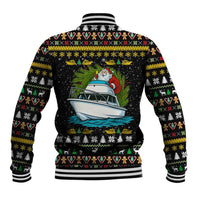 Santa On A Boat Christmas Baseball Jacket Xmas Holiday Patterns - Wonder Print Shop