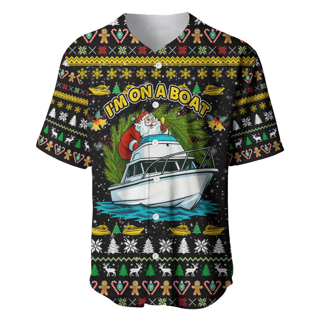 Santa On A Boat Christmas Baseball Jersey Xmas Holiday Patterns - Wonder Print Shop