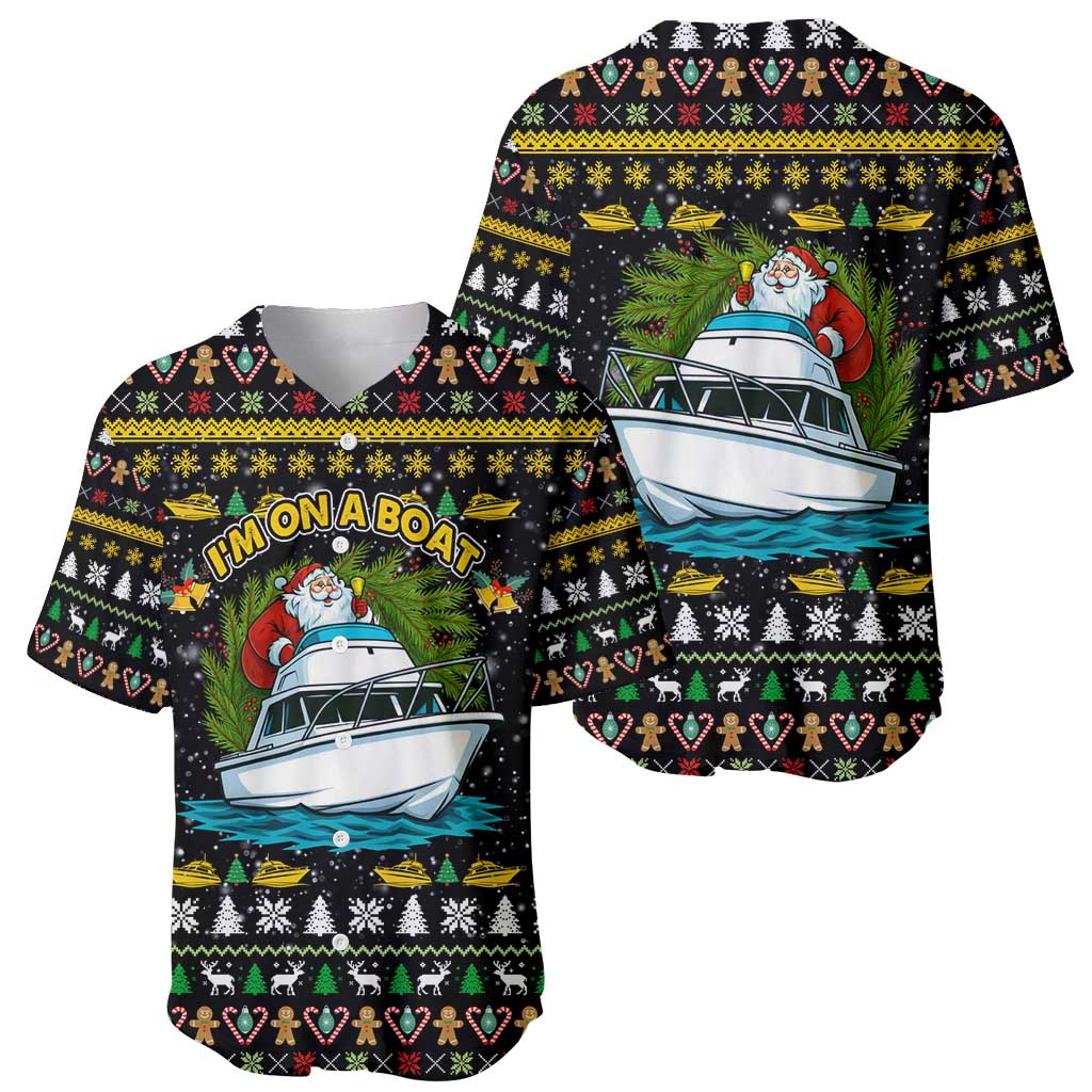Santa On A Boat Christmas Baseball Jersey Xmas Holiday Patterns - Wonder Print Shop