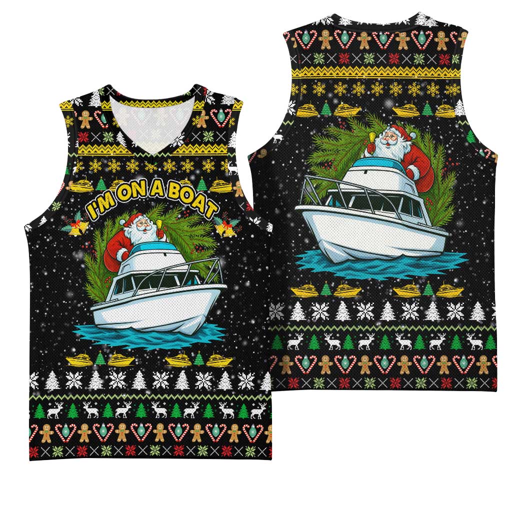Santa On A Boat Christmas Basketball Jersey Xmas Holiday Patterns - Wonder Print Shop