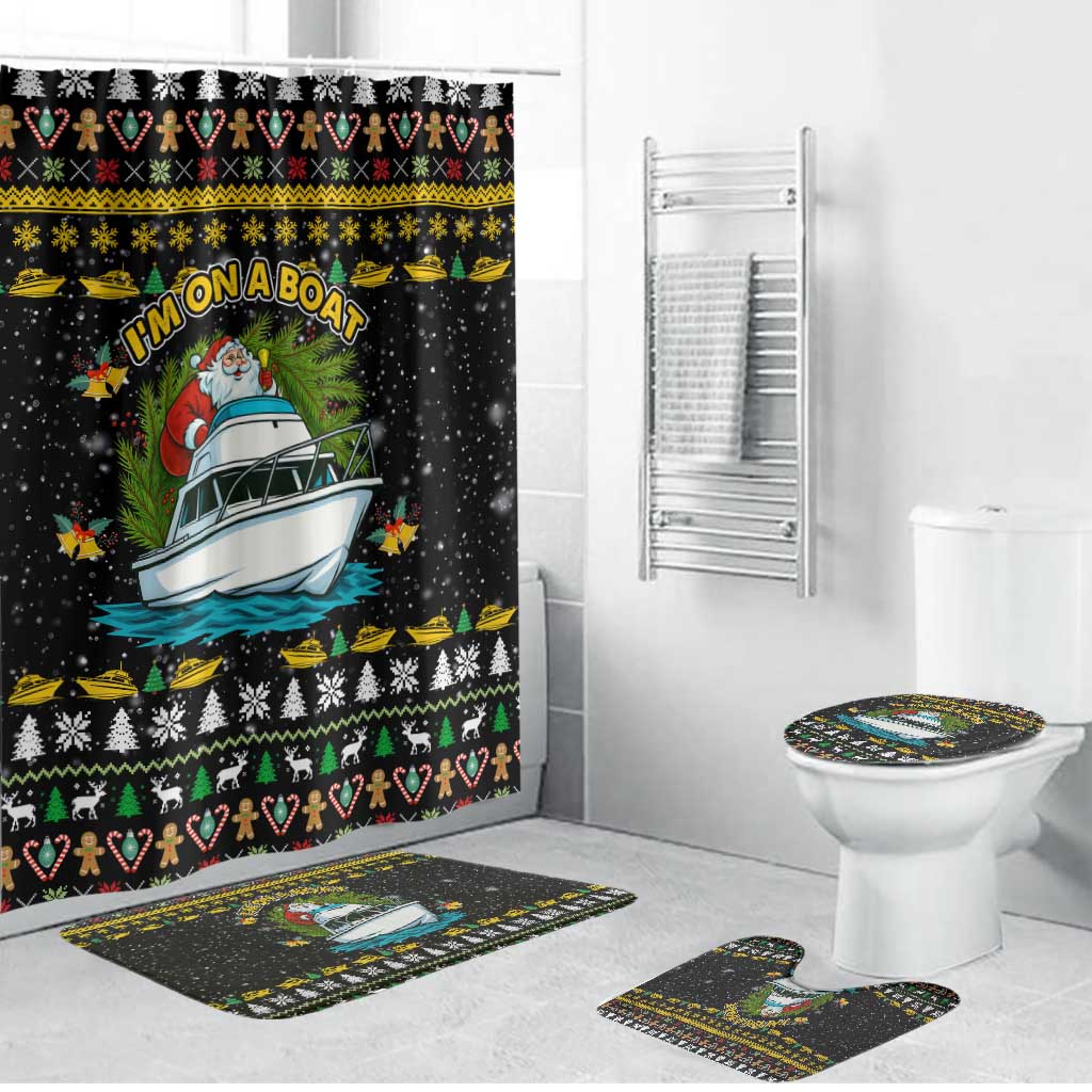 Santa On A Boat Christmas Bathroom Set Xmas Holiday Patterns - Wonder Print Shop