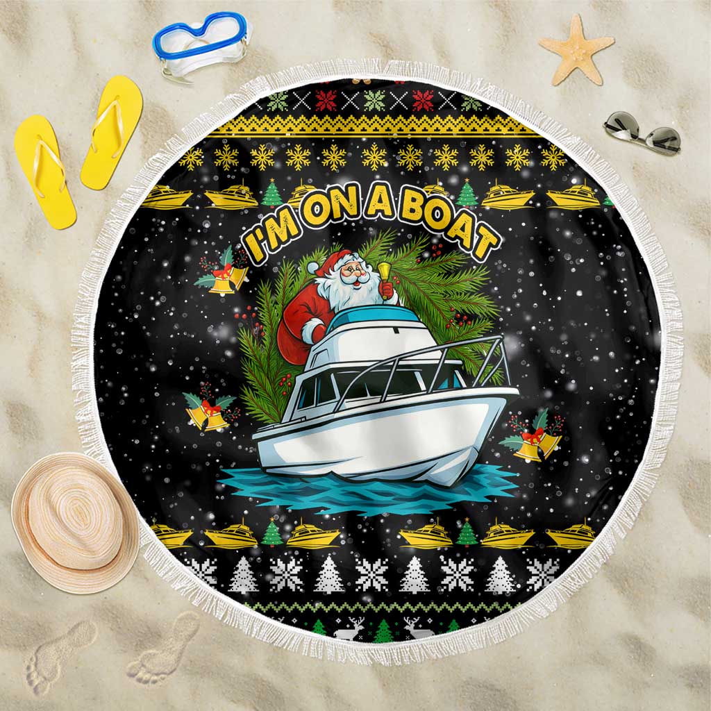 Santa On A Boat Christmas Beach Blanket Xmas Holiday Patterns - Wonder Print Shop