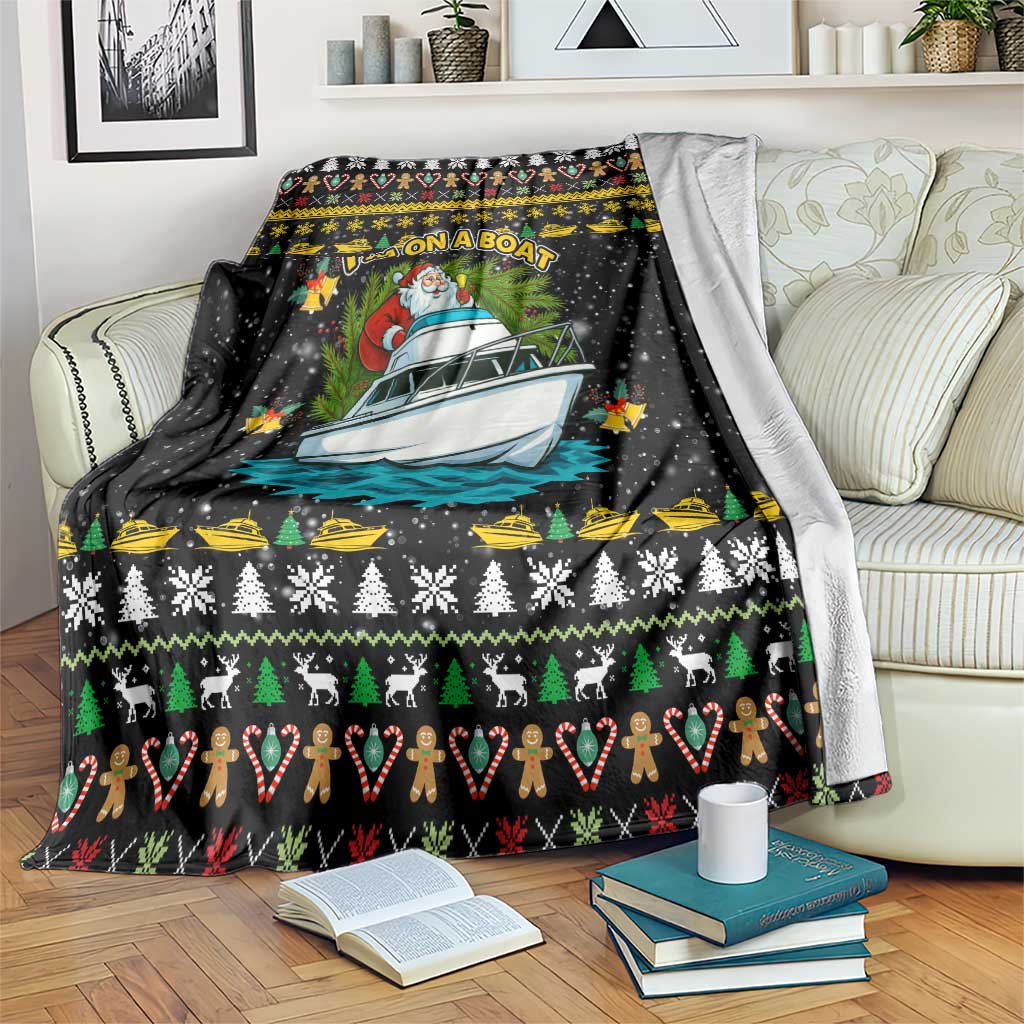 Santa On A Boat Christmas Blanket Xmas Holiday Patterns - Wonder Print Shop