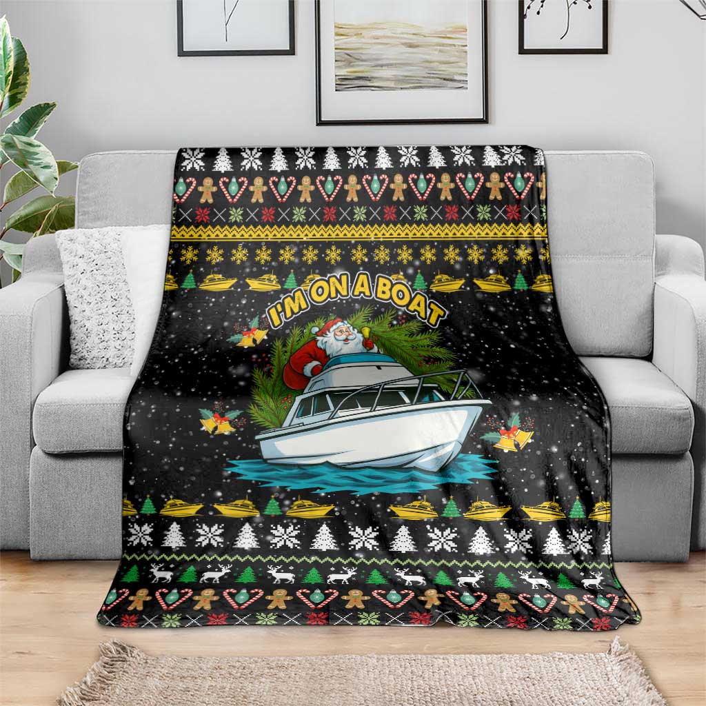 Santa On A Boat Christmas Blanket Xmas Holiday Patterns - Wonder Print Shop