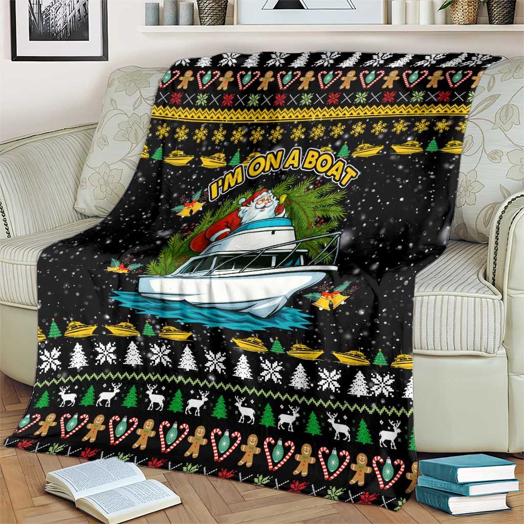 Santa On A Boat Christmas Blanket Xmas Holiday Patterns - Wonder Print Shop