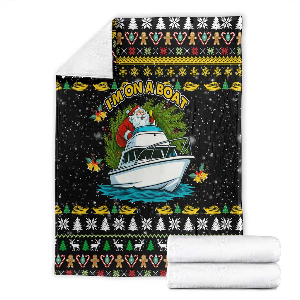Santa On A Boat Christmas Blanket Xmas Holiday Patterns - Wonder Print Shop