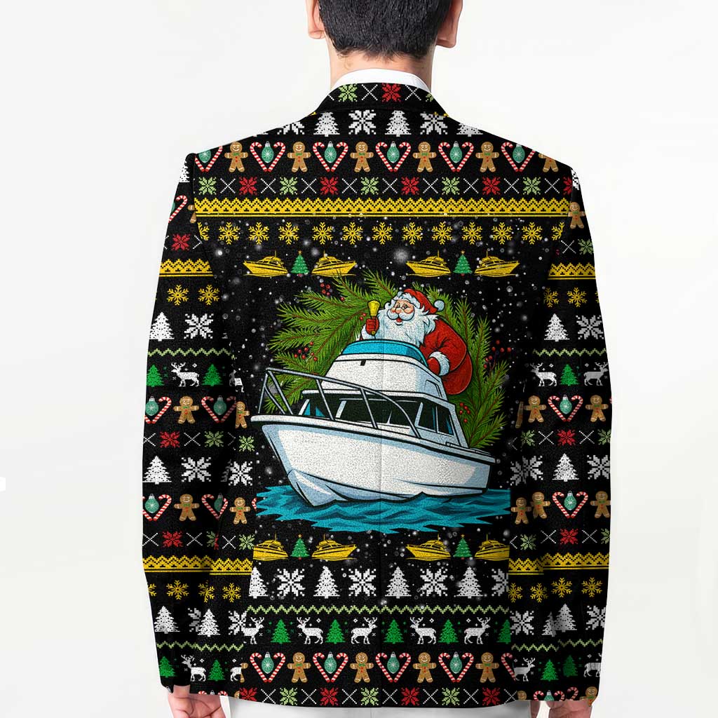 Santa On A Boat Christmas Blazer Xmas Holiday Patterns - Wonder Print Shop