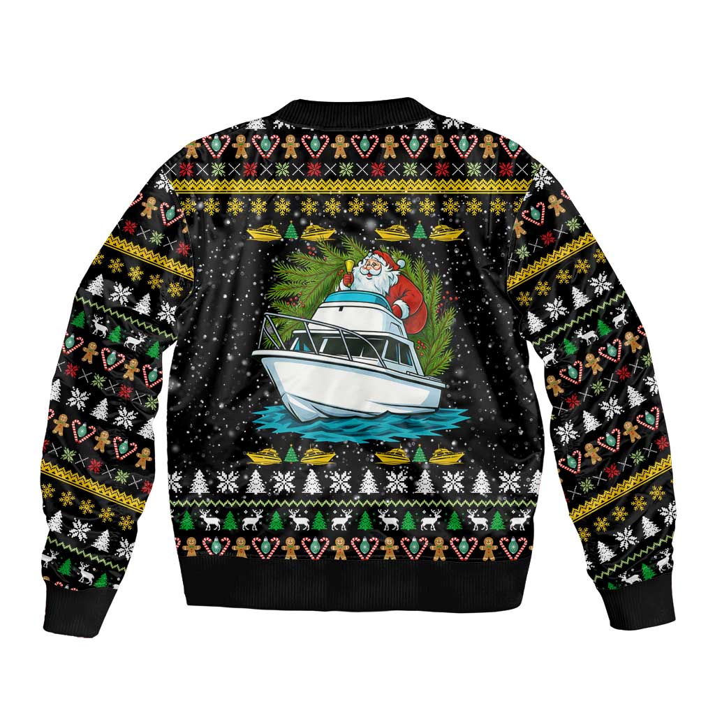 Santa On A Boat Christmas Bomber Jacket Xmas Holiday Patterns - Wonder Print Shop