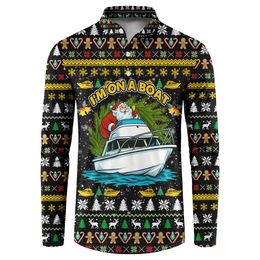 Santa On A Boat Christmas Button Sweatshirt Xmas Holiday Patterns - Wonder Print Shop