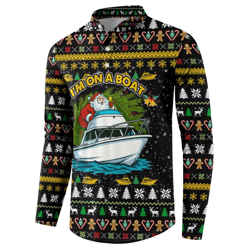 Santa On A Boat Christmas Button Sweatshirt Xmas Holiday Patterns - Wonder Print Shop