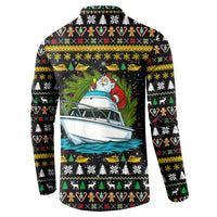 Santa On A Boat Christmas Button Sweatshirt Xmas Holiday Patterns - Wonder Print Shop