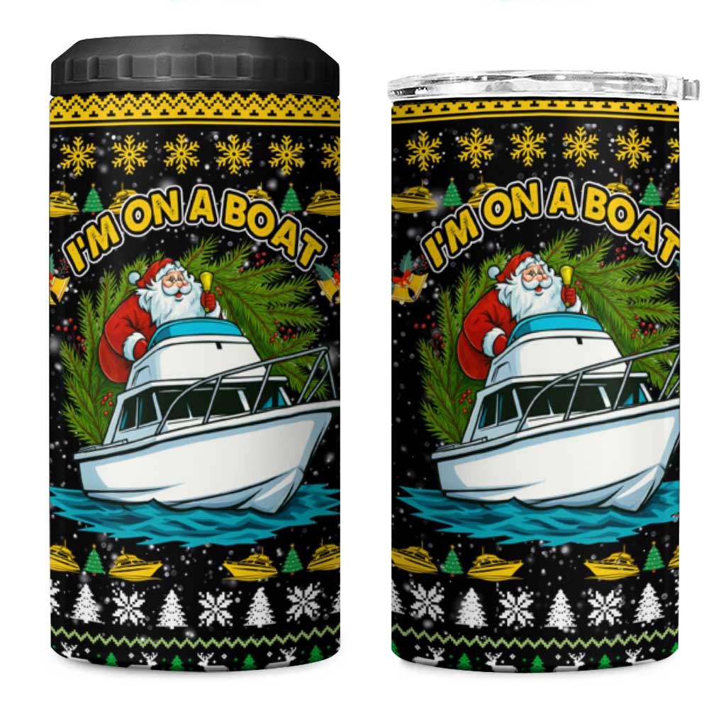 Santa On A Boat Christmas 4 in 1 Can Cooler Tumbler Xmas Holiday Patterns - Wonder Print Shop
