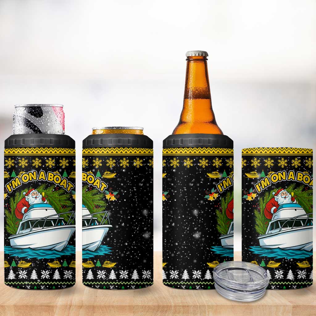 Santa On A Boat Christmas 4 in 1 Can Cooler Tumbler Xmas Holiday Patterns - Wonder Print Shop