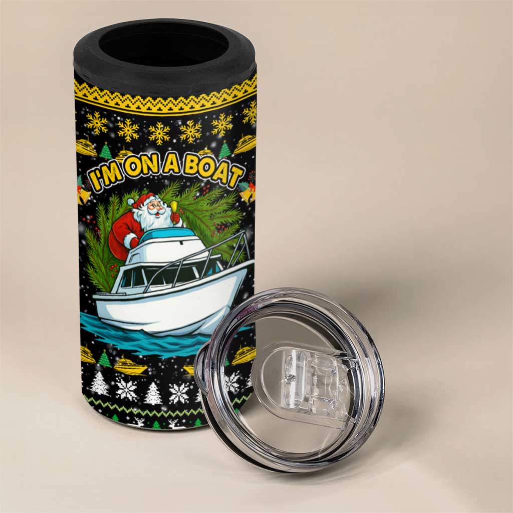 Santa On A Boat Christmas 4 in 1 Can Cooler Tumbler Xmas Holiday Patterns - Wonder Print Shop